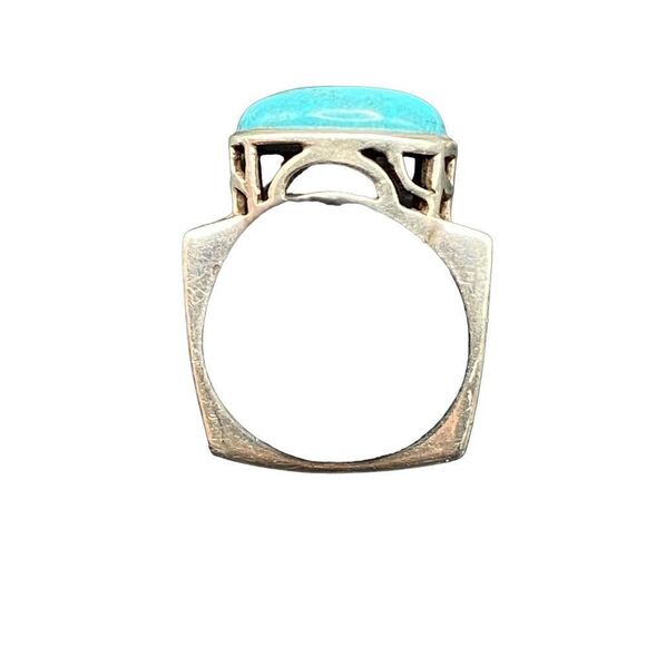 Silpada Geometric 925 Turquoise Oval o. Square Ring R0786 - Picture 3 of 10